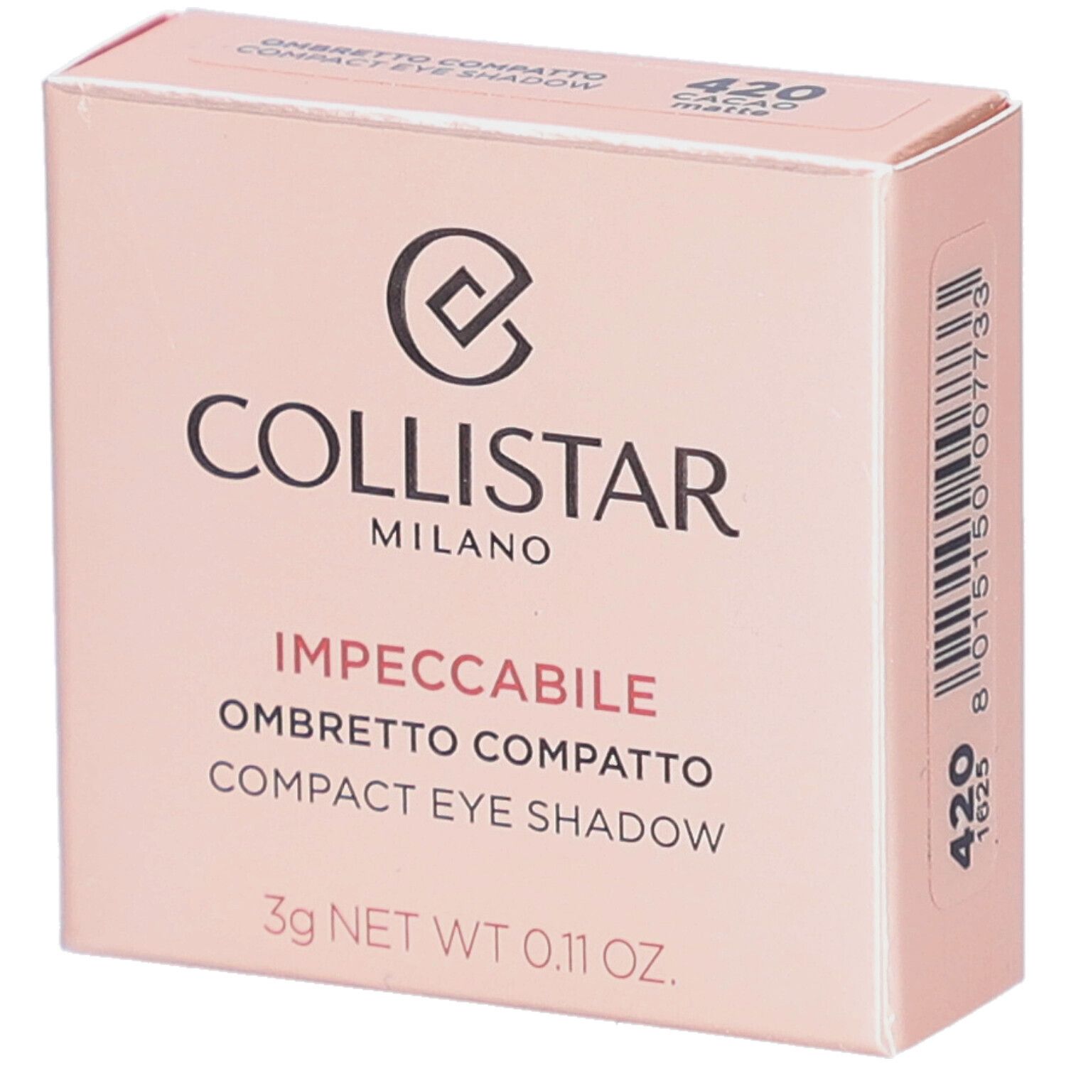Collistar Impeccabile Compact Eyeshadow 420 Cacao Matte 3g 3 g Make up