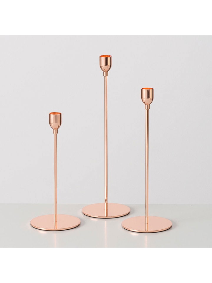 Boltze 3er-Set: Kerzenleuchter "Malte" in Rosegold - onesize
