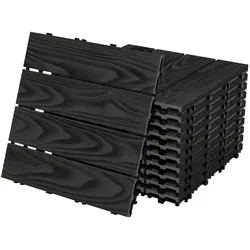 ML-Design ECD Germany – WPC Terrassenfliesen – 30x30 cm 11 Stk.=1m2 Anthrazit | Holzoptik, Klicksystem mit Drainage