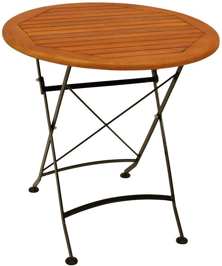 Pharao24.de Klapptisch Outdoor rund 75 cm Durchmesser Eukalyptusholz & Stahl