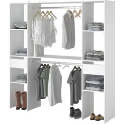 KLEIDERSCHRANK weiß 176 cm, Mehrzweckschrank mit Kleiderstangen