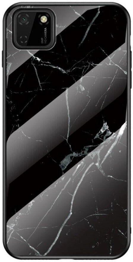 INCOVER Huawei Y5p Fleksibelt Plast Cover m. Glasbagside - Sort Marmor