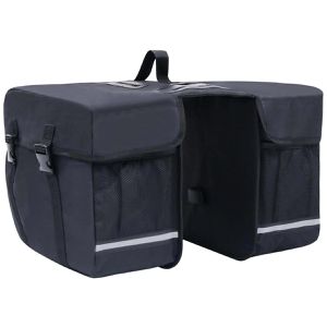 vidaXL Gepäckträgertasche 93251, schwarz, 35 Liter, Doppeltasche, wasserabweisend, reflektierend