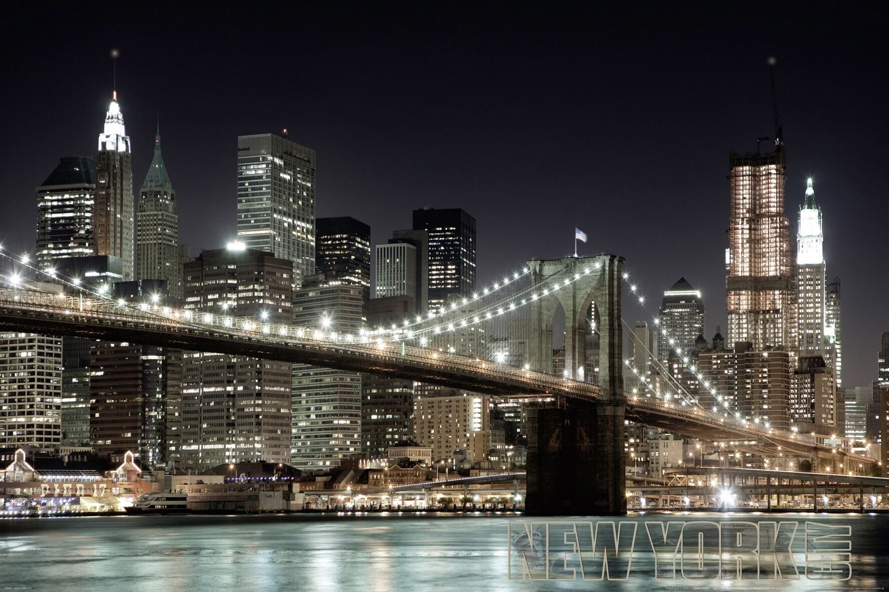Fototapete PAPERMOON "Manhatten Bridge", bunt, B:3,5m L:2,6m, Vlies, Tapeten, Fototapete bunt B/L: 3,5m x 2,6m, Bahnen: 7 Stk.