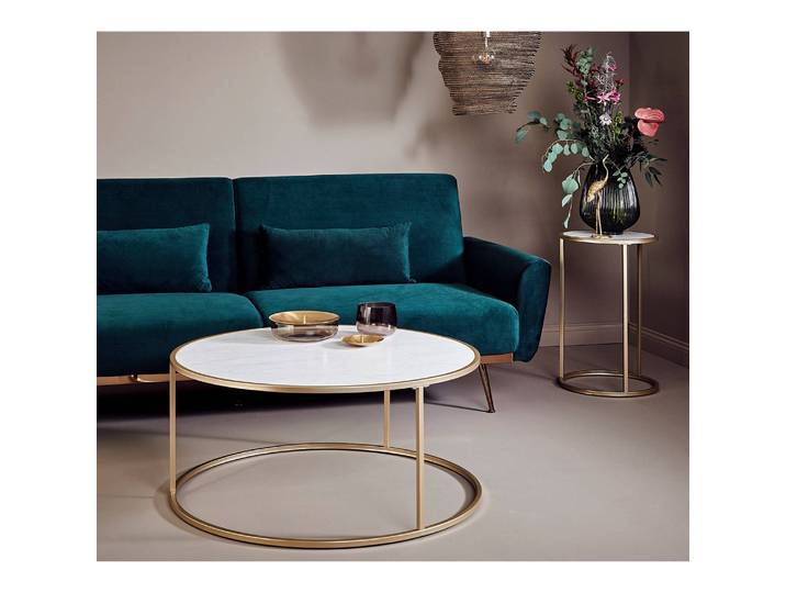 Table basse Sol I Ø 90cm Blanc/Doré/Doré