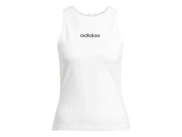 adidas Damen Essentials Linear Slim Cotton Tank Shirt, White/Black, XXL