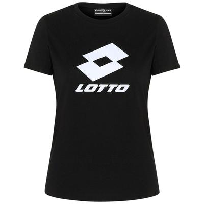 T-Shirt LOTTO, Damen, Gr. XS (34), schwarz (caviar), 100% Cotton, unifarben, Rundhals, gerader Abschluss, Shirts T-Shirt, - mit angesagtem Crewneck