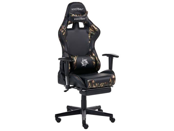 BELIANI Bürostuhl Schwarz mit Militär-Muster Kunstleder höhenverstellbar mit Fußstützen Gaming Stuhl drehbar Modernes innovatives Design