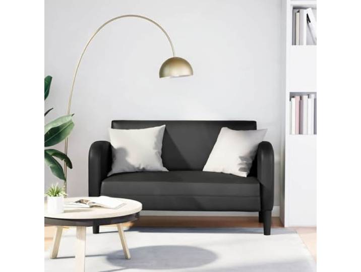 ZQQLVOO Zweisitzer-Sofa Schwarz 110 cm Kunstleder Stabiler Sperrholzrahmen, Federkern-Polsterung, Pflegeleichte Oberfläche, Modernes Design