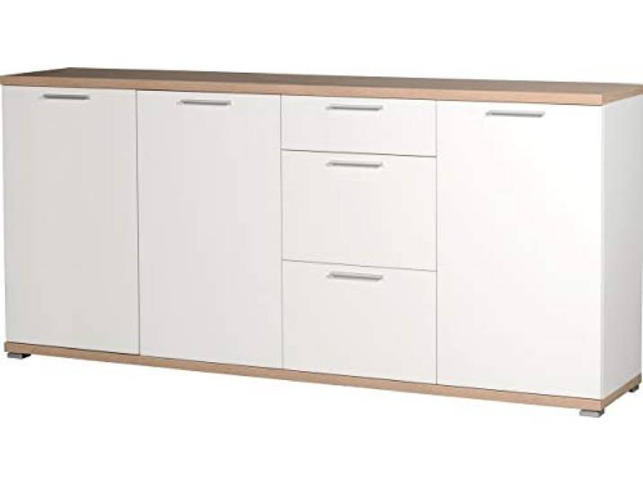 Germania 3202-178 Sideboard GW-Top in Weiß/Absetzung Sonoma-Eiche-Nachbildung, 192 x 88 x 40 cm (BxHxT)