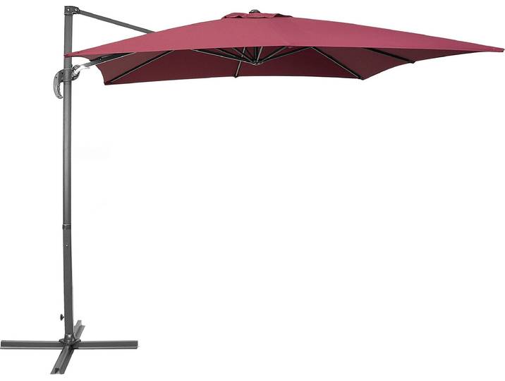 BELIANI Sonnenschirm Rot Polyester quadratische Form 250 x 250 x 235 cm Terrasse Balkon Garten