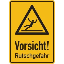 Hinweisschild, Vorsicht Rutschgefahr, 350x250mm, Alu geprägt - 250x350x0.45 mm Aluminium geprägt