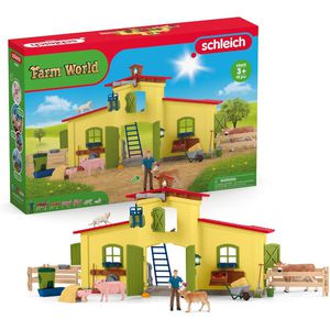 schleich Spielset FARM WORLD 42605, ab 3 Jahre, Großer Stall mit Tieren, 92 Teile