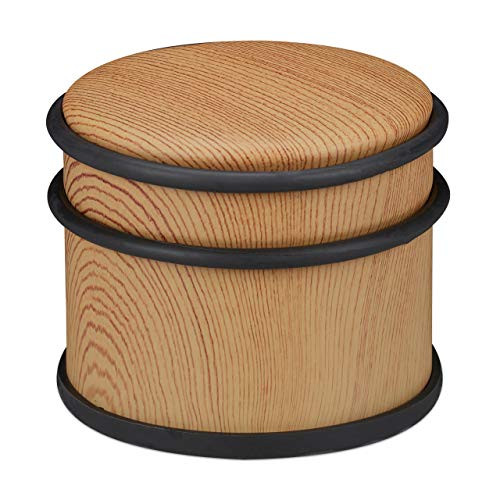 Relaxdays Deurstopper houtlook bruin ∅ 9,5 cm