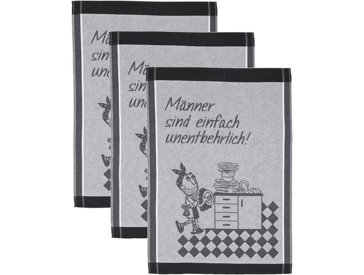 Geschirrtuch ROSS Männer sind einfach unentbehrlich , schwarz (schwarz, grau), B:50cm L:70cm, 100% Baumwolle, Geschirrtücher, Geschirrtuch, Sprüchetuch, aus 100% Baumwolle