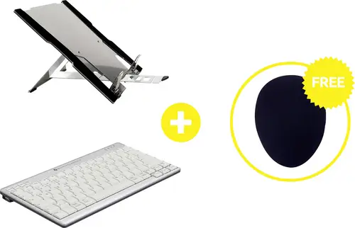 BakkerElkhuizen Homeworking Box Professional DE Home Office-Set Höhen-Bereich: 9 bis 22cm Schwarz/Silber