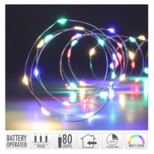 Koopman Zilverdraad Multi Color LED-verlichting voor binnengebruik met 80 LED's