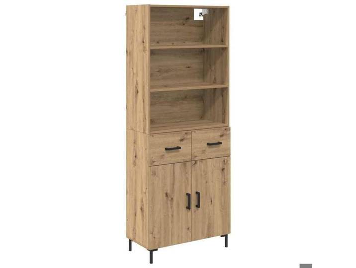 Haut Armoire moderne Cabinet rectangulaire avec rangement avec tiroir Chêne artisanal 69 5x34x180 cm B9545