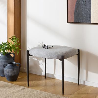 SAFAVIEH Uwe 20-Inch Metal Ottoman, Grey and Black, Modern