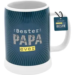 GRUSS&CO Bierkrug »Bester Papa ever« - weiß|blau