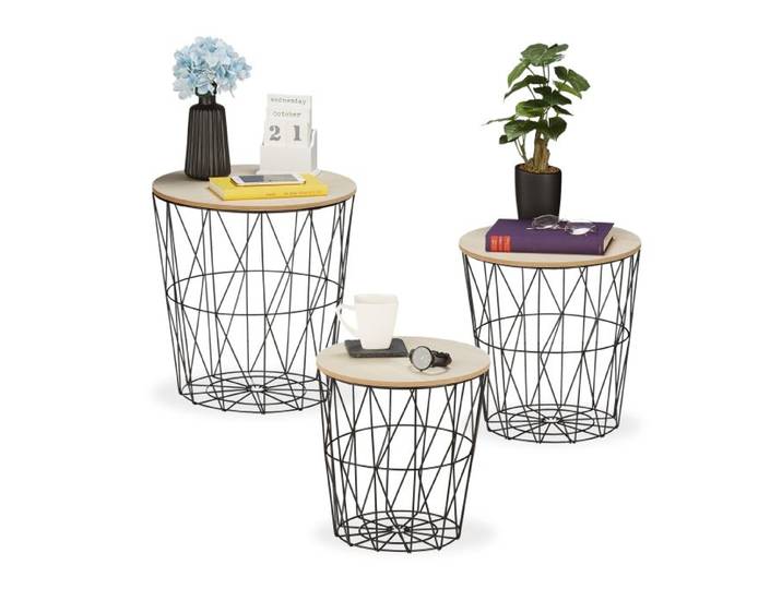 Relaxdays Korbtisch 3er Set