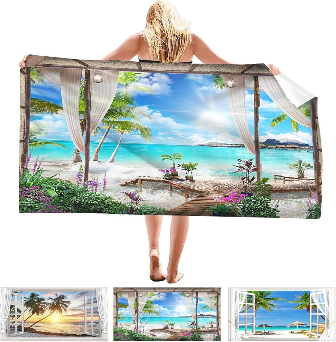 Grote sneldrogende microvezel strandhanddoek voor fitness, reizen en yoga