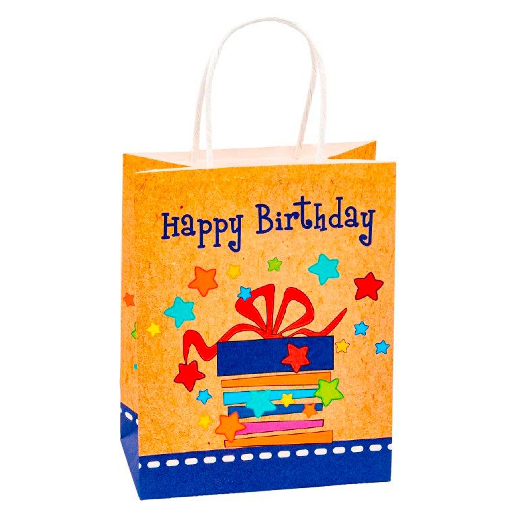 Tsi Geschenktüte "Happy Birthday", Format A5, mit Tragekordel, B 180 x T 100 x H 230 mm, Kraftpapier,... (88015-SG)