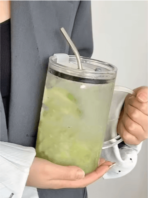 Inspire Picks 1000 Ml Large Glass Tumbler With Lid And Straw Transparent Coffee Juice And Milk Mug clear 1000ml