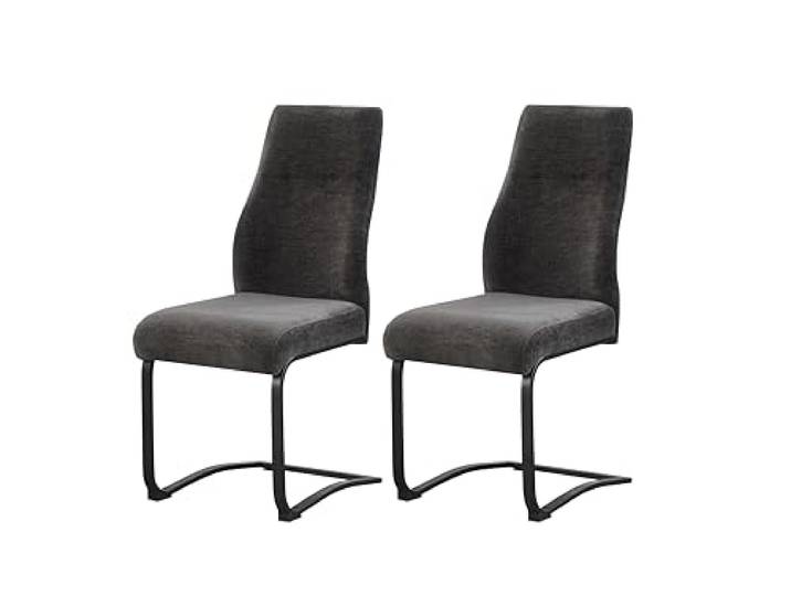 xonox.home – Schwingstuhl Tina 43x98x59 cm Anthrazit 2er Set – Robuster Freischwinger für Esszimmer – Stabil, langlebig, belastbar 120 kg – Eleganter Design-Stuhl für Wohnbereiche