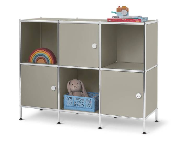 Tchibo - Sideboard Metall »Cn3 Kids« mit 3 Türen - 116x40x89,5cm - hellgrau -