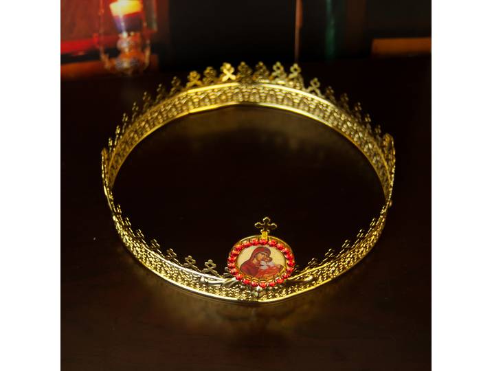 HTISOK – fournitures de rituel orthodoxe, couronne d'étiquette d'église, couronne de mariage en alliage rétractable, ensemble de couronne de jésus vierge marie