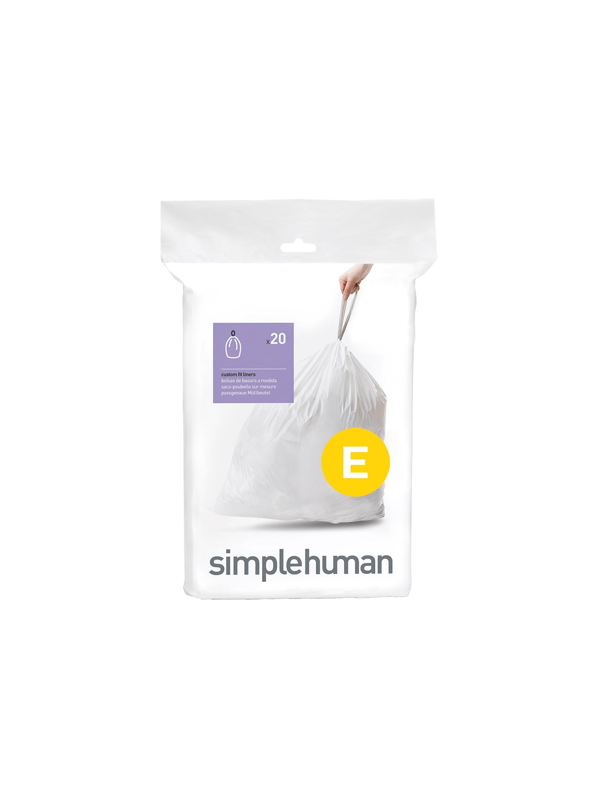 Simplehuman Code E maßgeschneiderte Müllbeutel, Packung mit 20, weiß