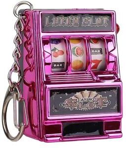 Perfect Picks Market Lucky Spin Mini Slot Machine Keychain Fun Arcade Stress Relief Toy rose Red