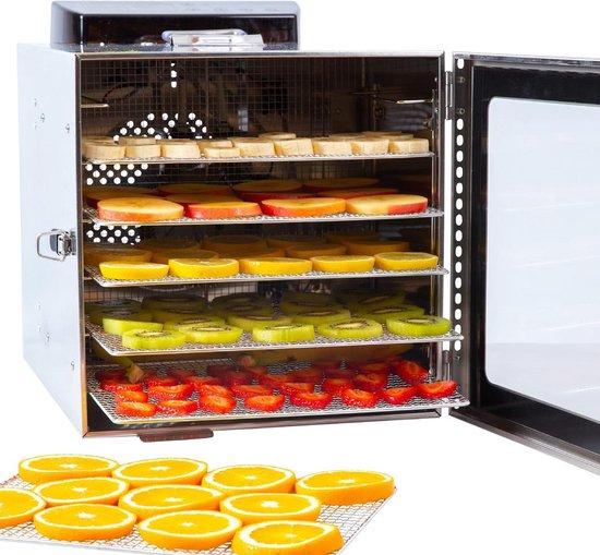 Lebensmittelentfeuchter - Trocknungsgerät - Herstellung gesunder Snacks - Vollständig aus Edelstahl - 6 Schubladen - Silberfarben