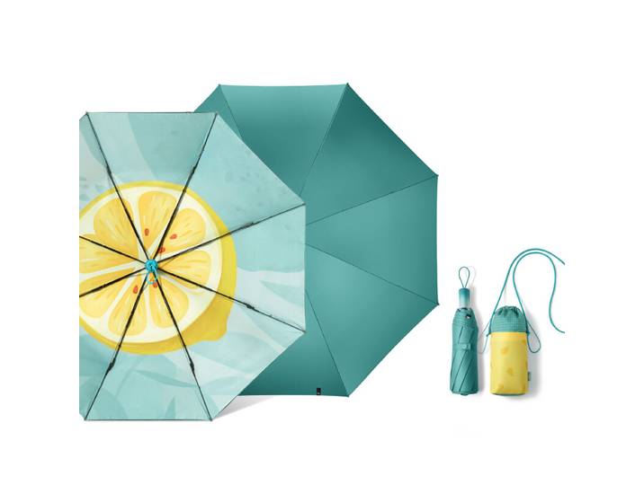 Beneunder BM397 parapluie de protection solaire à triple pliage renforcé avec revêtement noir, couleur bleu citron