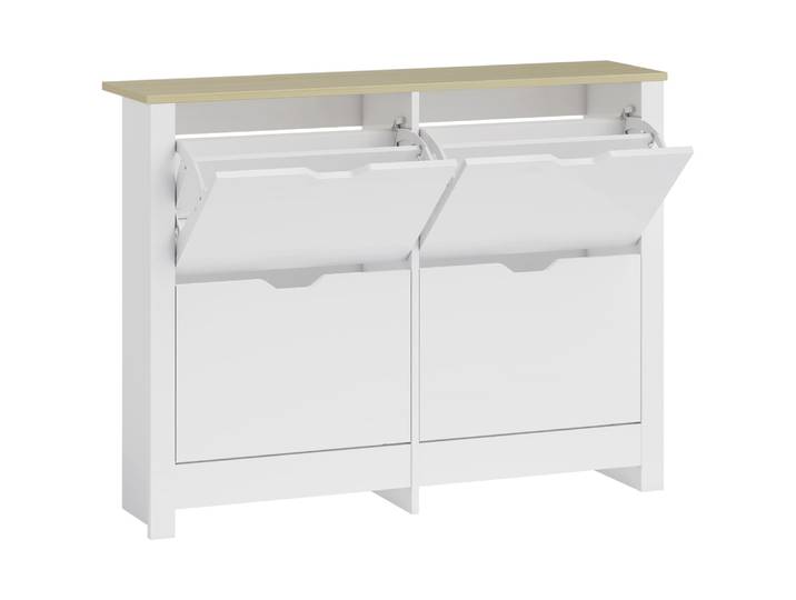 Armoire à chaussures 4 portes bois blanc chêne