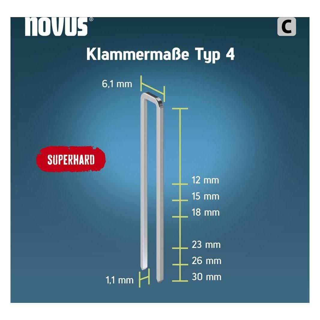 Novus Schmalrückenklammern C 4 12mm 1000 Stk. (042-0800)