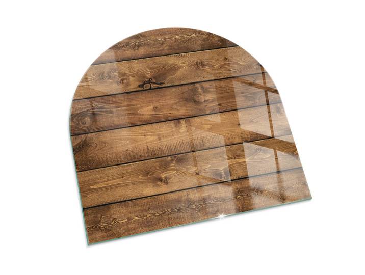 Tulup Kaminbodenplatte 100x100 cm - Holzbrett mit Maserung, Braun, Glas, Quadratisch, 100x100x0.4 cm, Elektrogeräte, Heizgeräte, Elektrokamine