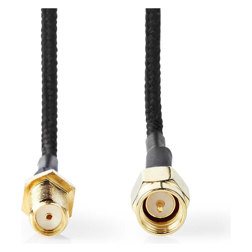 Nedis Antennenkabel | SMA-Buchse | SMA-Stecker | Vergoldet | 50 Ohm | Einzeln geschirmt | 0.50 m | R (Antennenkabel) (CSGB02020BK05)