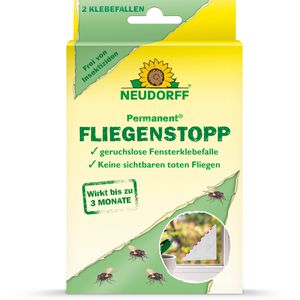 Neudorff Fliegenfalle Permanent Fliegenstopp, zum Ankleben, Klebestreifen, wirkt bis zu 3 Monate, 2 Stück