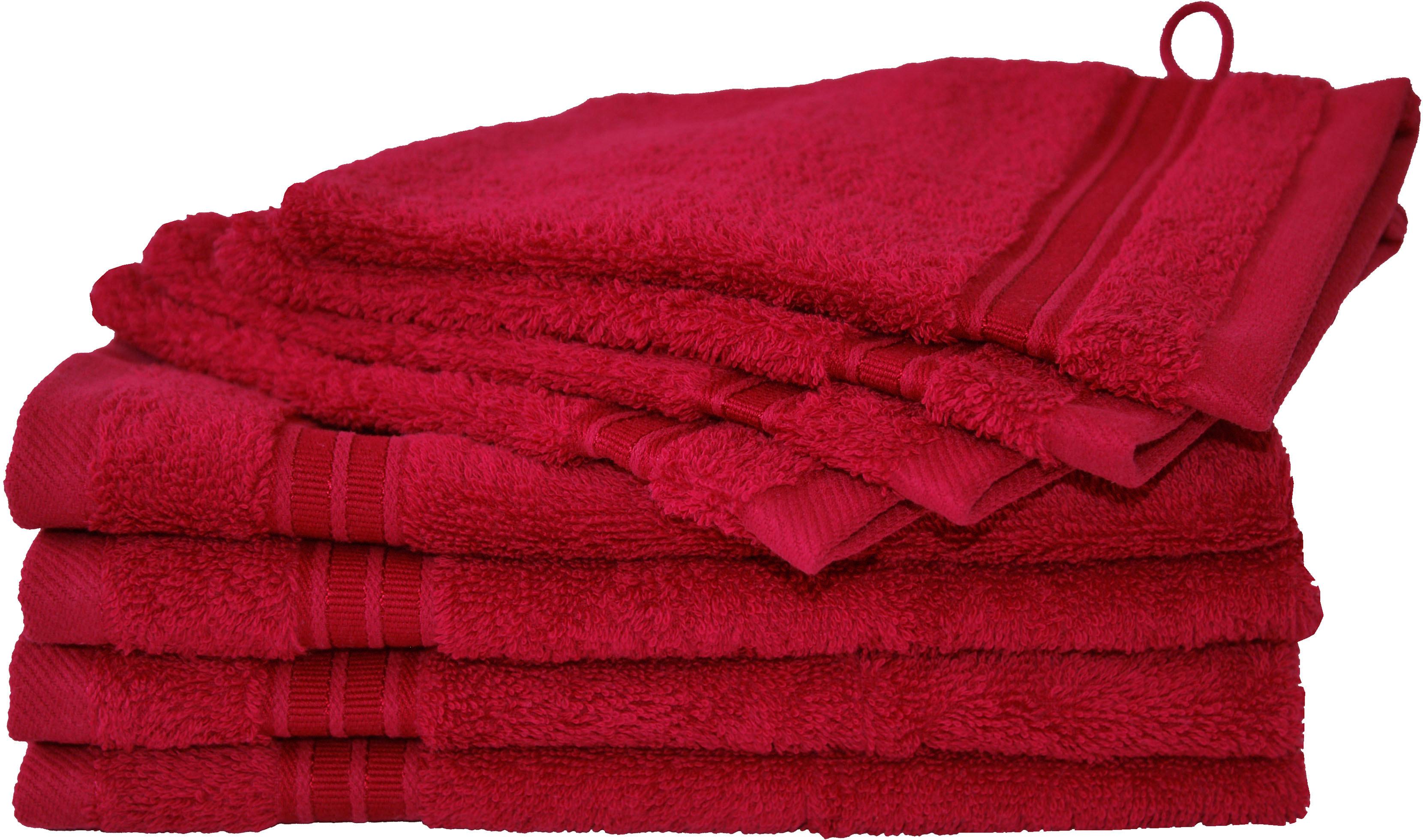 Handtuch Set DYCKHOFF "Siena", rot (granat), 8 Stk., Walkfrottier, Walkfrottier, Obermaterial: 100% Baumwolle, Handtuch-Sets, Handtuch Set, in tollen Unifarben granat 8 Stk., Walkfrottier