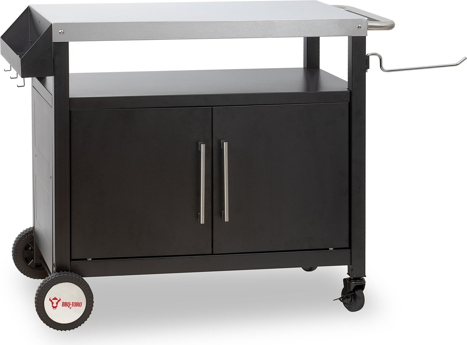 BBQ-Toro grillwagen met groot werkblad, zilver/zwart, B/D/H: 103,5 x 59 x 81 cm