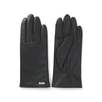 Lederhandschuhe BOSS "Gueen ME", Damen, Gr. 7, schwarz 002, Leder, unifarben, Handschuhe, mit Touch Tech Fingertips
