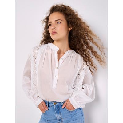 Spitzenbluse APRICOT "Spitzeneinsatzbluse", Damen, Gr. S (36), weiß, Obermaterial: 100% Baumwolle CO., unifarben, Blusen Spitzenbluse, mit Stehkragen
