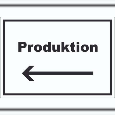HB-Druck Produktion Aufkleber mit Text und Richtungspfeil links Herstellung waagerecht A0 (841x1189mm)
