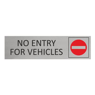 CombiCraft Aluminium Türschild No Entry For Vehicles 165x45mm mit 3M-Tape zur Befestigung, einfache Kennzeichnung von Räumen und Bereichen