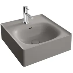 VitrA Equal Handwaschbecken 7240B476-0001 43x45cm, mit Hahnloch mittig/Überlaufschlitz, steingrau matt VC