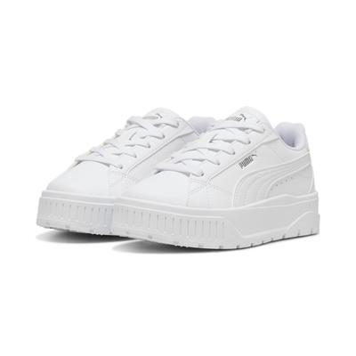Sneaker PUMA "Karmen II Sneakers Mädchen", Mädchen, Gr. 27,5, weiß (weiß silber metallic), Obermaterial: Textil, Synthetik. Futter: Textil. Innensohle: Textil. Laufsohle: Gummi, Schuhe Sneaker