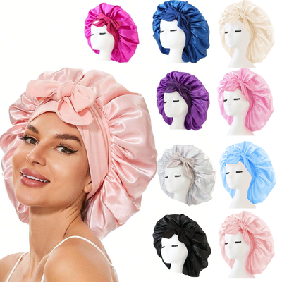 Adjustable Satin Sleep Hair Bonnet Premium Satin Hair Protection Cap rose