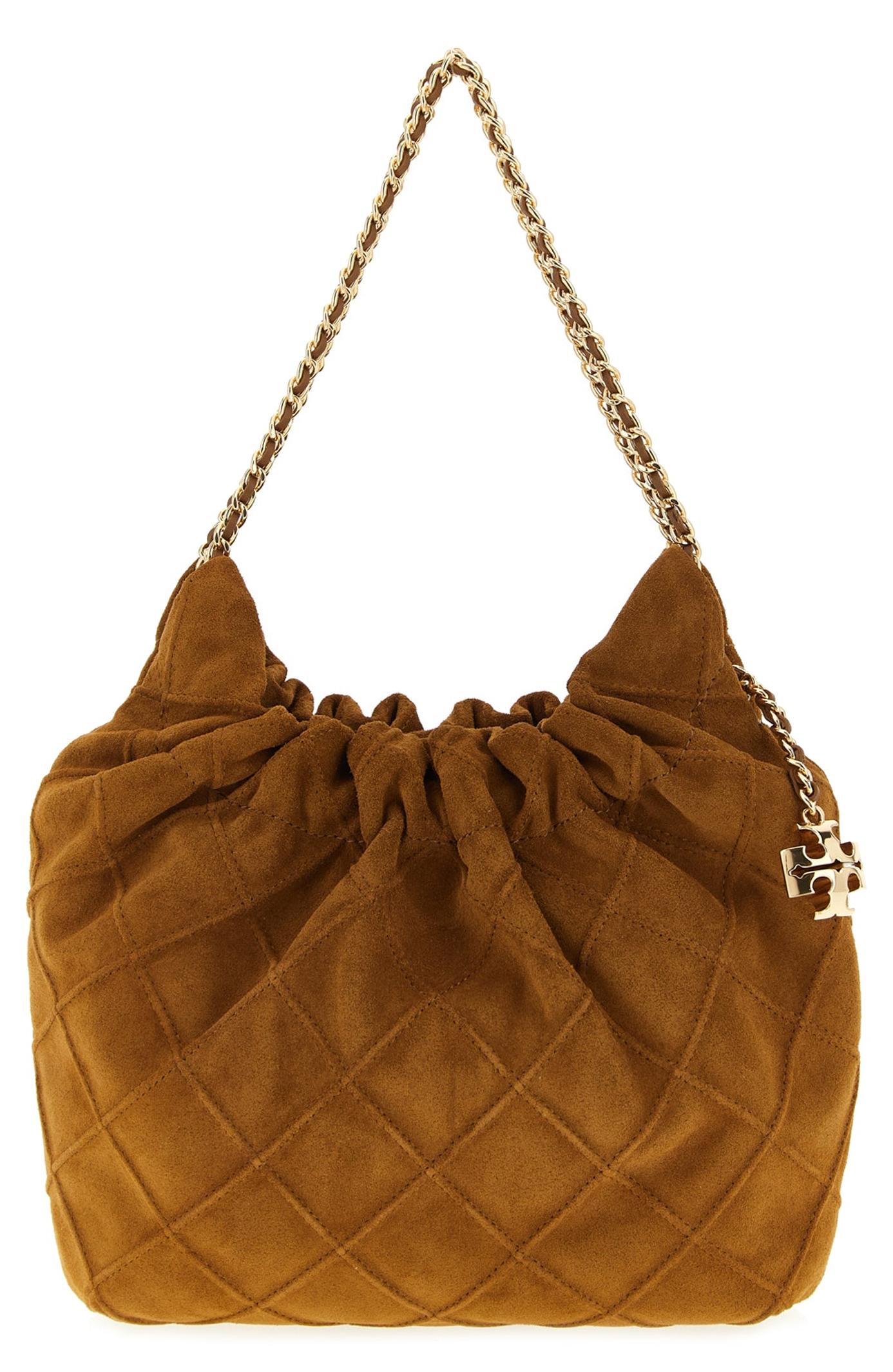 Tory Burch Mini Fleming Soft Hobo Wildleder braun gold
